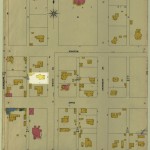 A 1900 Sanborn map, used to estimate fire insurance liabilities, depicts Bowen's house and the surrounding neighborhood at the time the letter was written. The highlighted area shows the location of Bowen's house on the map.