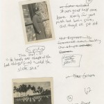 An assemblage of photos with handwritten captions for "Machine Dreams."