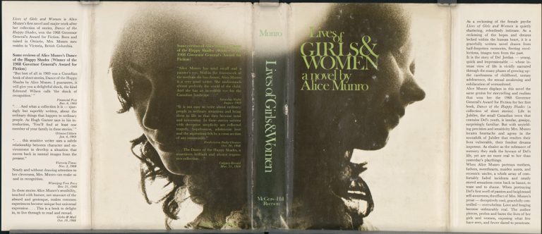 The book jacket of the first Canadian edition of Alice Munro’s first novel, “Lives of Girls & Women” (Toronto: McGraw-Hill Ryersen, 1971).