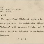 The caption provided on back of photo of Hitchcock taking tea.