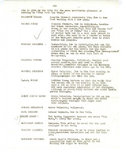 List of suggested writers for Gone With The Wind, ca. 1937.