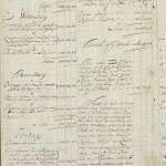 Page from Mary Evelyn’s instructions on how to set up a household in London in 1675.