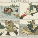 Wilhelm's Menu. A four-panel cartoon depicting the Kaiser being defeated at breakfast, lunch, and dinner before being forced to sit in defeat.