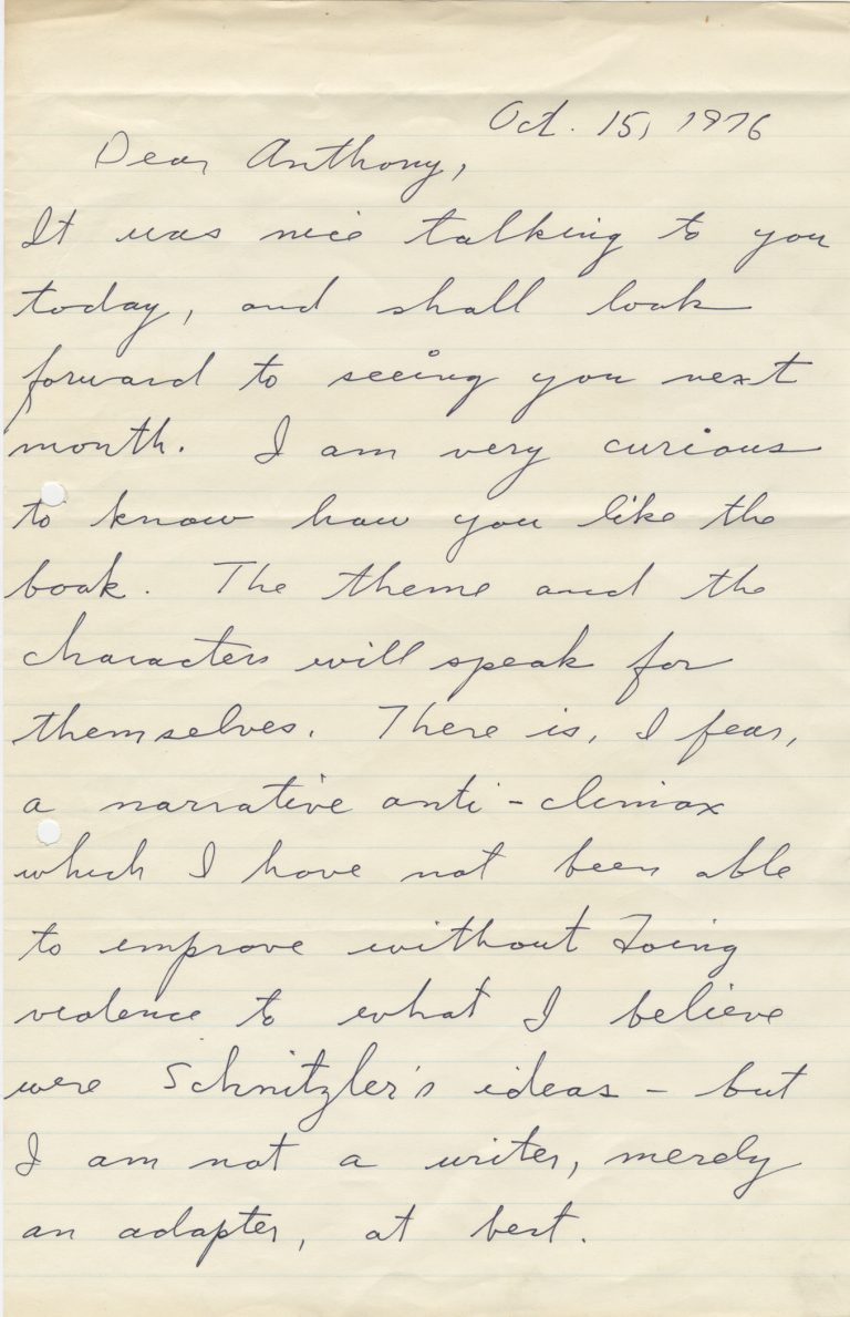 A handwritten letter from Stanley Kubrick to Anthony Burgess.