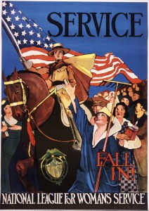 Lucille Patterson. “Service. National League for Women's Service. Fall In!” ca. 1914–1918. Lithograph. 63.5 x 44 cm.
