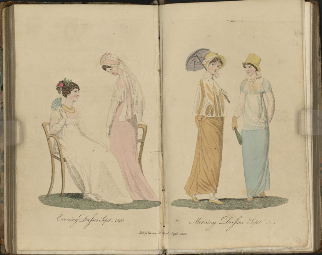 Fashion plates from "The Ladies' Monthly Museum" (London, 1804).