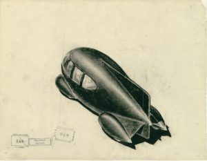 Norman Bel Geddes. "Motorcar No. 9 Rearview." Ca. 1932.