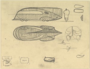 Norman Bel Geddes. "Motorcar No. 9 composite drawing." Ca. 1932.
