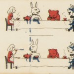 Detail of a Movie Jecktor animated scroll that Hamilton treated for display in the exhibition “Alice’s Adventures in Wonderland.” Photo by Heather Hamilton.