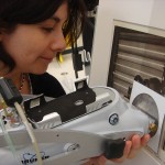 Diaz performing XRF Scientific Analysis on a photograph at the Amon Carter Museum of American Art, Fort Worth, TX. Photo by Sylvie Pénichon.