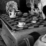 Abelardo Morell, A Mad Tea Party, from the series Alice in Wonderland, 1998; 2014. Inkjet print, 22.5 x 18 in. Image appears courtesy of the artist and Edwynn Houk Gallery, New York. © Abelardo Morell