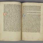 ‘Recuyell of the historyes of Troye’ by Raoul LeFevre, Bruges, 1475(?). Printed and translated by William Caxton, this is the first book printed in the English language.