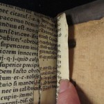 ‘The golden boke of Marcus Aurelius’ by Antonio de Guevara, London, 1546. One image shows the title-page with the facing page made up of printed binders’s waste, complete with hand-written annotations. The close-up image shows both printed and manuscript binders waste.