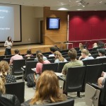 Galit Marmor-Lavie lectures to her "Advertising and Popular Culture" class. Photo by Pete Smith.