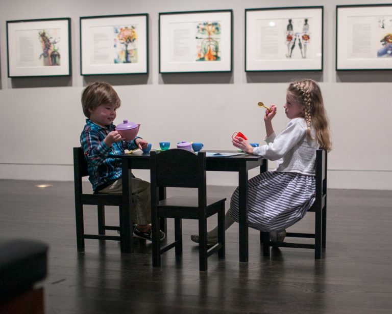 Children enjoying the "Alice's Adventures in Wonderland" exhibition. Photo by Megan Barnard.
