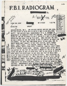 Page from Graham Greene's FBI file