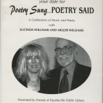 A poster for “Poetry Sung… Poetry Said: A Celebration of Music and Poetry with Lucinda Williams and Miller Williams”.