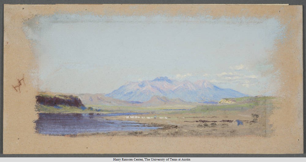 Frank Reaugh (Reaugh, Frank, 1860-1945), On the Rio Grande, undated. Pastel, 12 x 23 cm.
