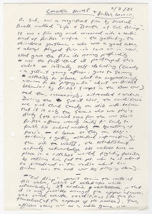 Kazuo Ishiguro's notes on the film The Life and Death of Colonel Blimp (1943), August 5, 1985