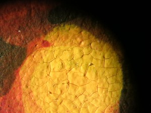 Paint detail of earring on subject in Tehuana, Miguel Covarrubias (1904-1957), undated. Photo by Jane Boyd.