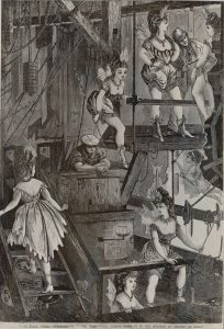 “The Black Crook unmasked — Up in the flies — Gauzy nymphs going up in the gridiron to descend to earth,” 1866