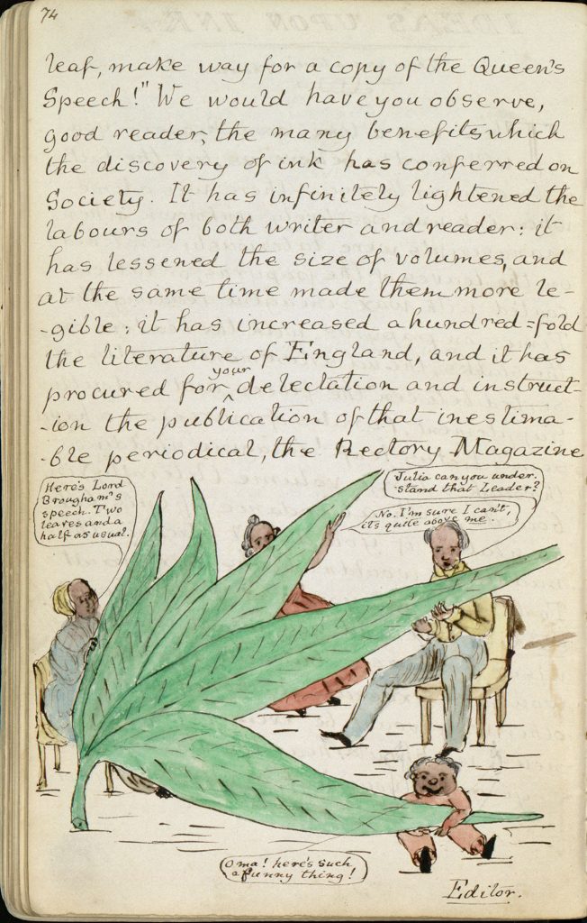 Colored illustrations. Charles Lutwidge Dodgson, 1832-1898, "The Rectory Magazine," 1850, manuscript. Charles Lutwidge Dodgson Collection, Harry Ransom Center.