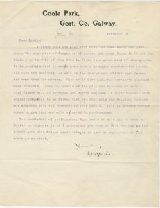 Letter from W. B. Yeats to St. John Ervine, November 10 [year unknown].