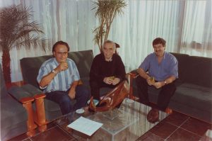 In Havana, Cuba, with Gerald Martin (right), his English language biographer, in Havana; photographer and date unknown.