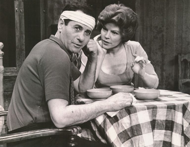 Eli Wallach and Anne Jackson in the original Broadway production of Eugene Ionesco's Rhinoceros (1961). Unidentified photographer.