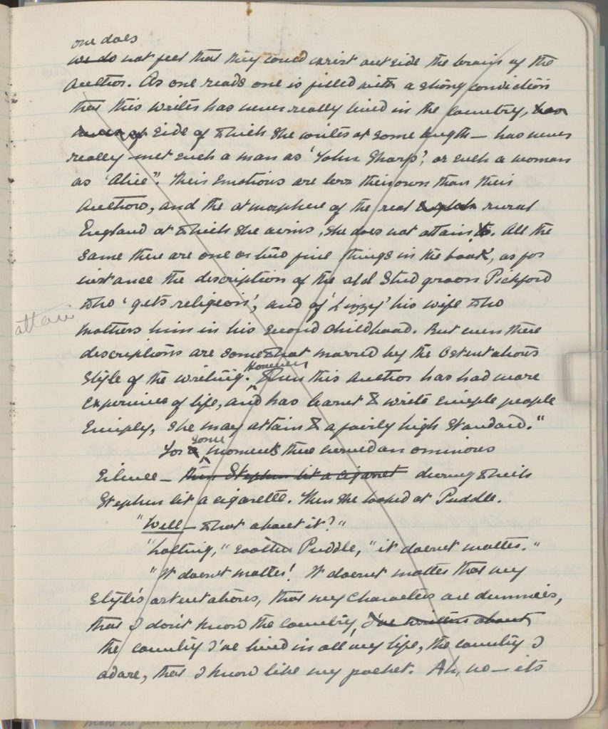 Radclyffe Hall (1880-1943). Manuscript page of "The Well of Loneliness." From the Radclyffe Hall and Una Troubridge papers at the Harry Ransom Center.