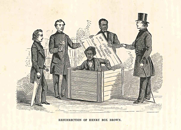 Henry Box Brown emerging from a box