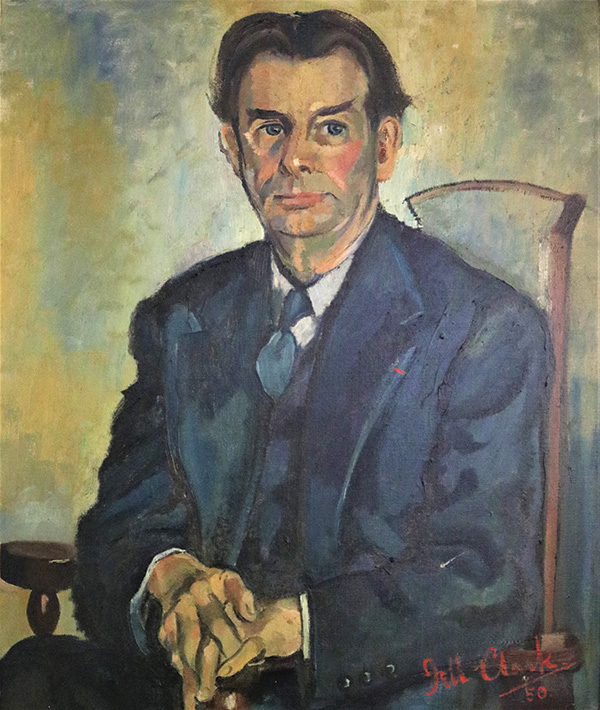 Painting of seated man