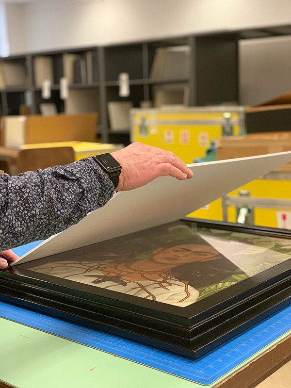 Painting being prepped for shipment