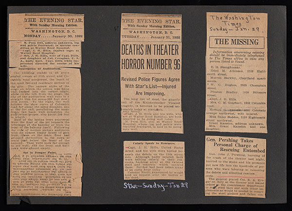 Newspaper articles saved in a scrapbook