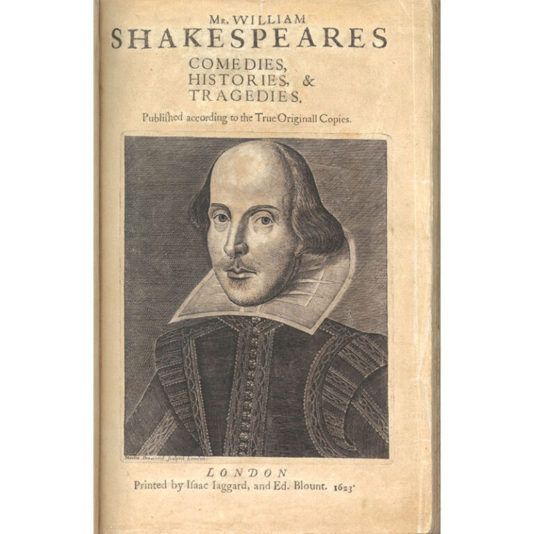 Parsons First Folio title page with engraved portrait of William Shakespeare