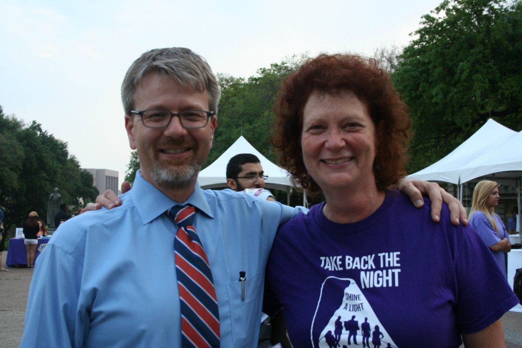 Chris Brownson, Director of CMHC, and Retired CMHC Associate Director Jane Bost at Take Back the Night on April 8th