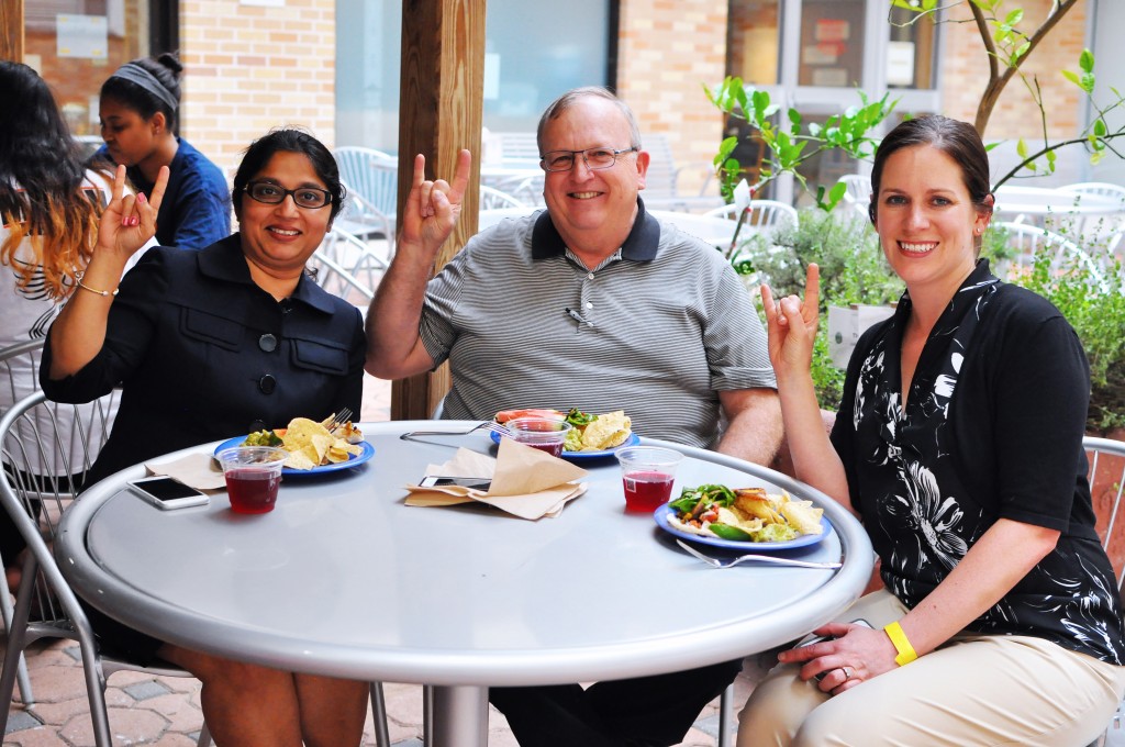 Hemlata Jhaveri, Rick Early & Melanie Grice at the URHA and Vegetarian Focus Group end of year celebration