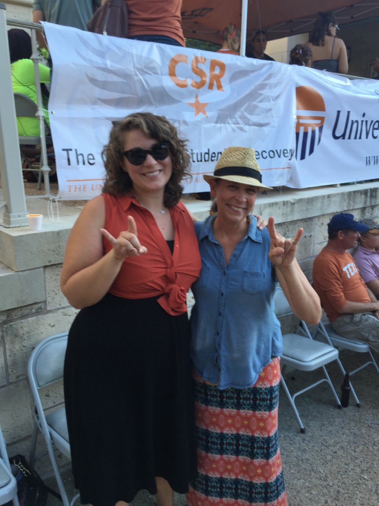 •CSR Director Sierra Castedo with University High School (a UT Charter School) Executive Director Julie McElrath at the Sober Tailgate