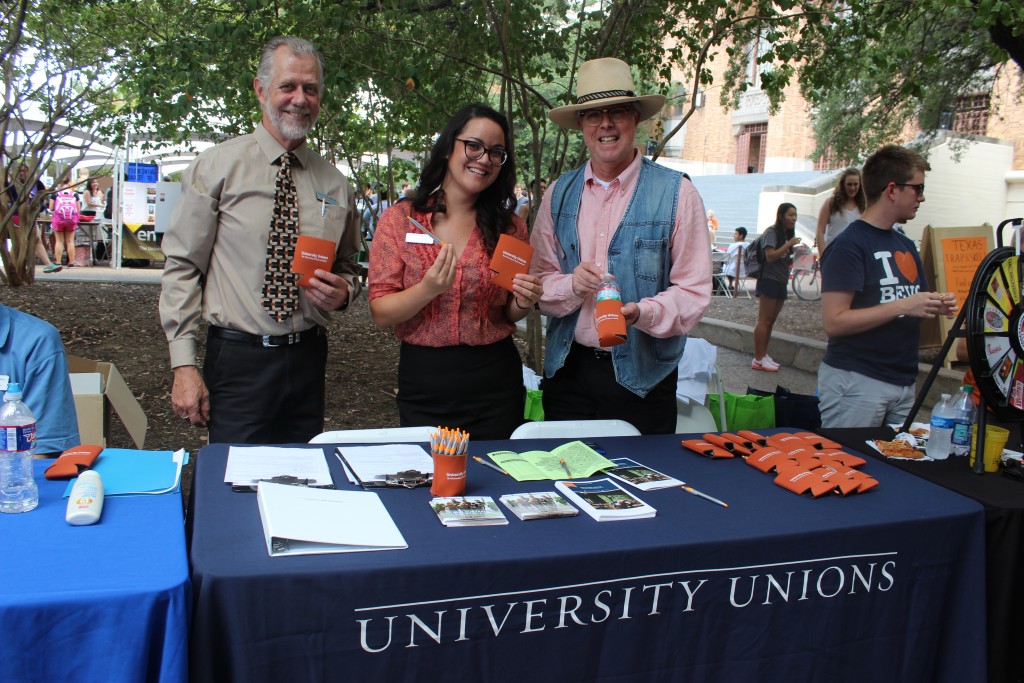 University Unions’ Robert Moddrell, Lisa DelaCruz & Blake Justice at Party on the Plaza.
