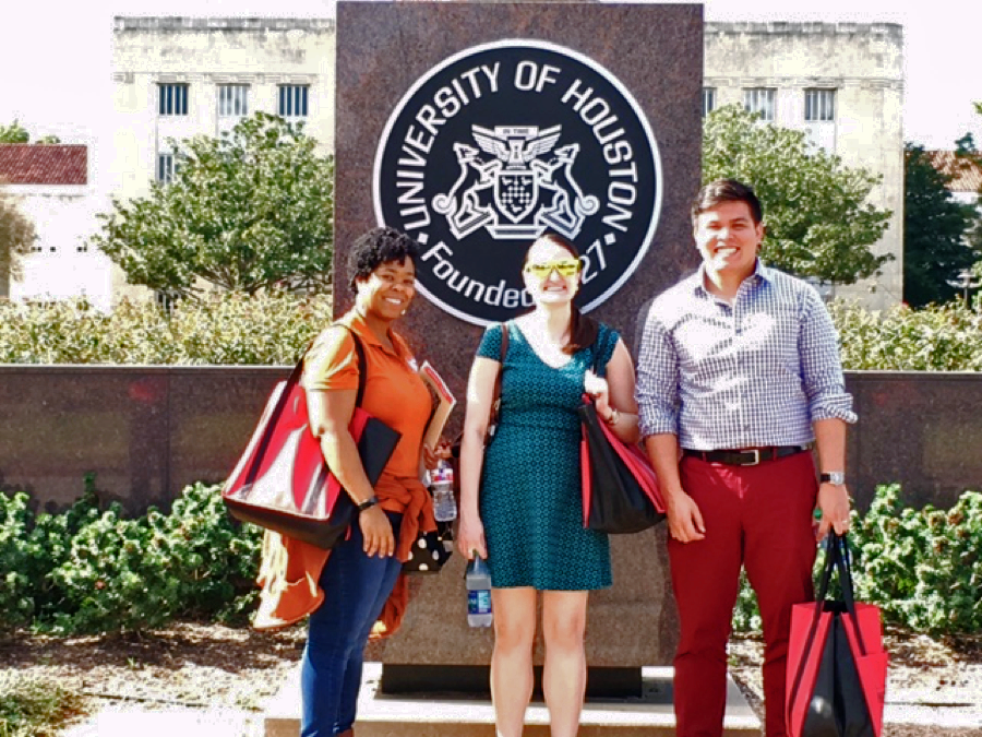 Kia Hill, Saralyn McKinnon-Crowley and Robert Leary at the University of Houston