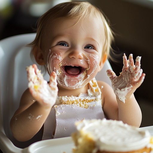 baby enjoying cake