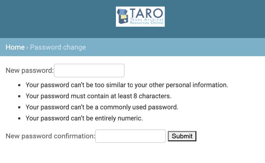 Screen shot creating password