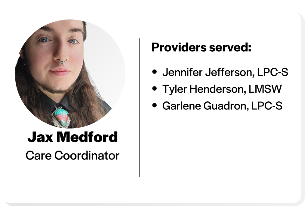 Headshot of Jax Medford, Care Coordinator. 