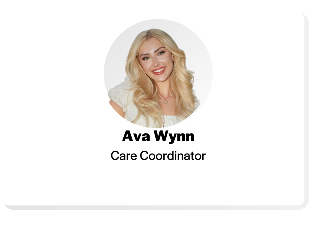 a headshot of a woman with blond hair, ava wynn, care coordinator