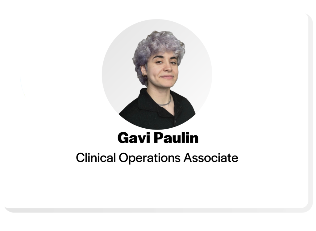 a person with short, lavender hair, gavi paulin, clinical operations association