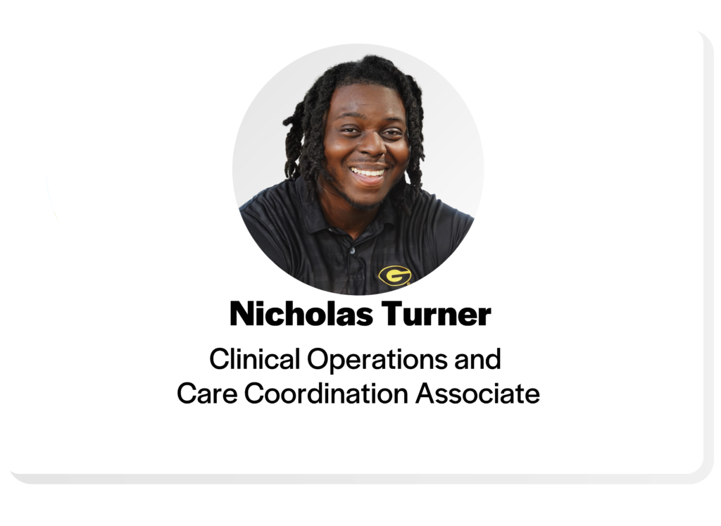 a man with black hair wearing a georgia polo shirt, nicholas turner, clinical operations and care coordination associate