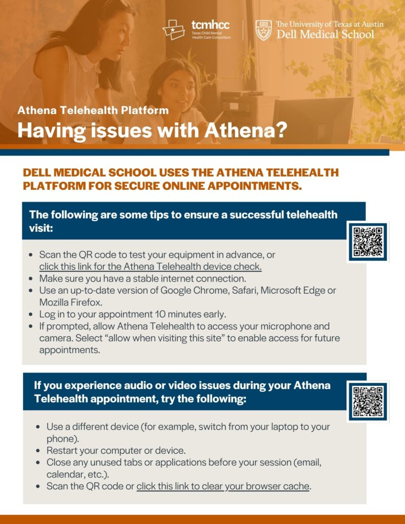a flyer that says Having issues with athena? with several bullet points suggesting ways to troubleshoot the issue.