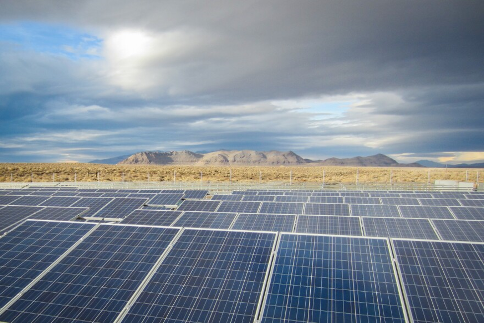 Solar farm located in a desert region.
