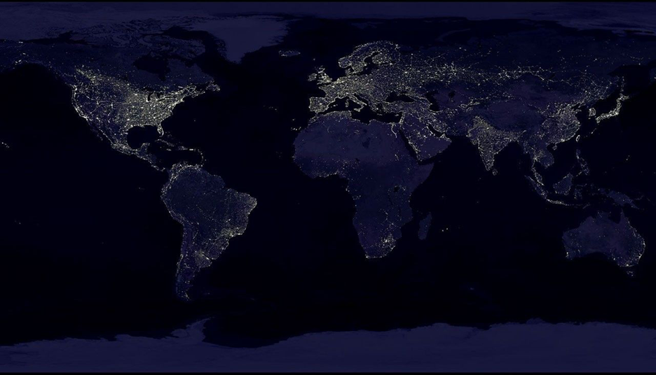 map of the world showing nighttime lights
