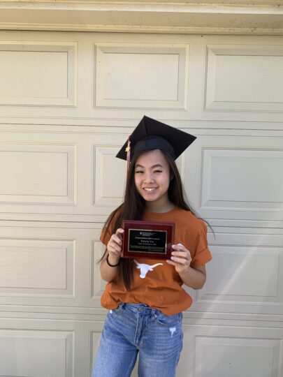 Felicity with her plaque and cap